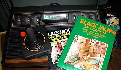 Atari with game cartridges