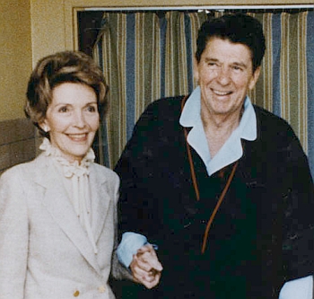 April 3, 1981 - President and  Mrs. Reagan  four days after the shooting.
